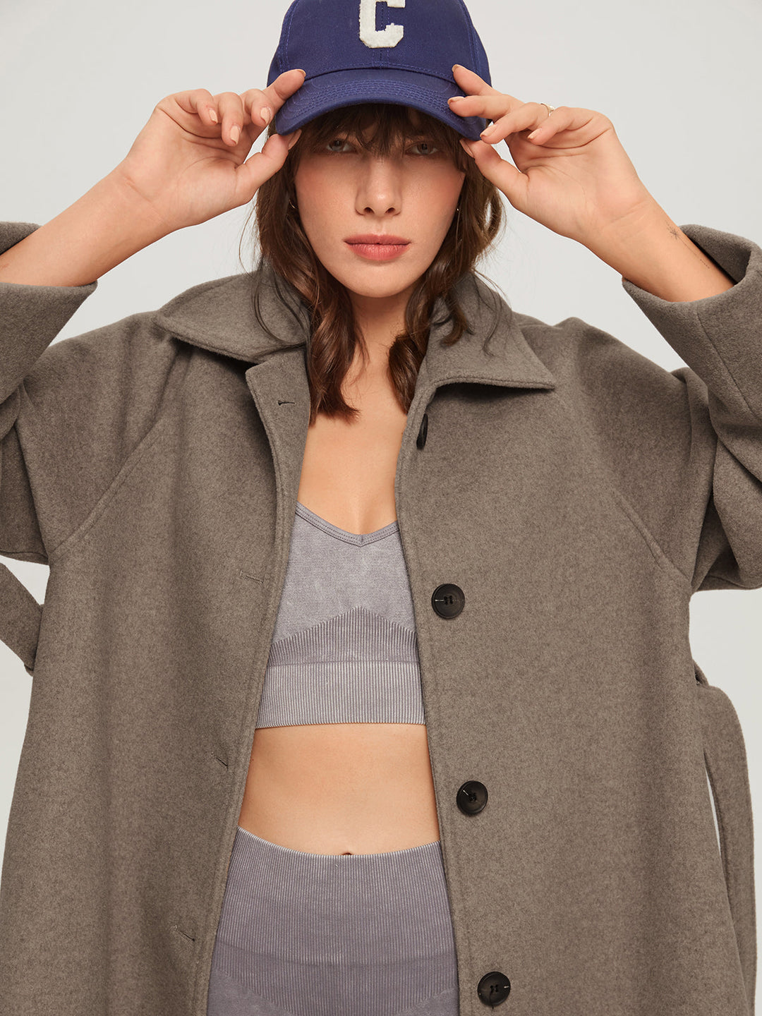 Long Women's Winter Coat - Isolde-Khaki-XS-Nora Luxe