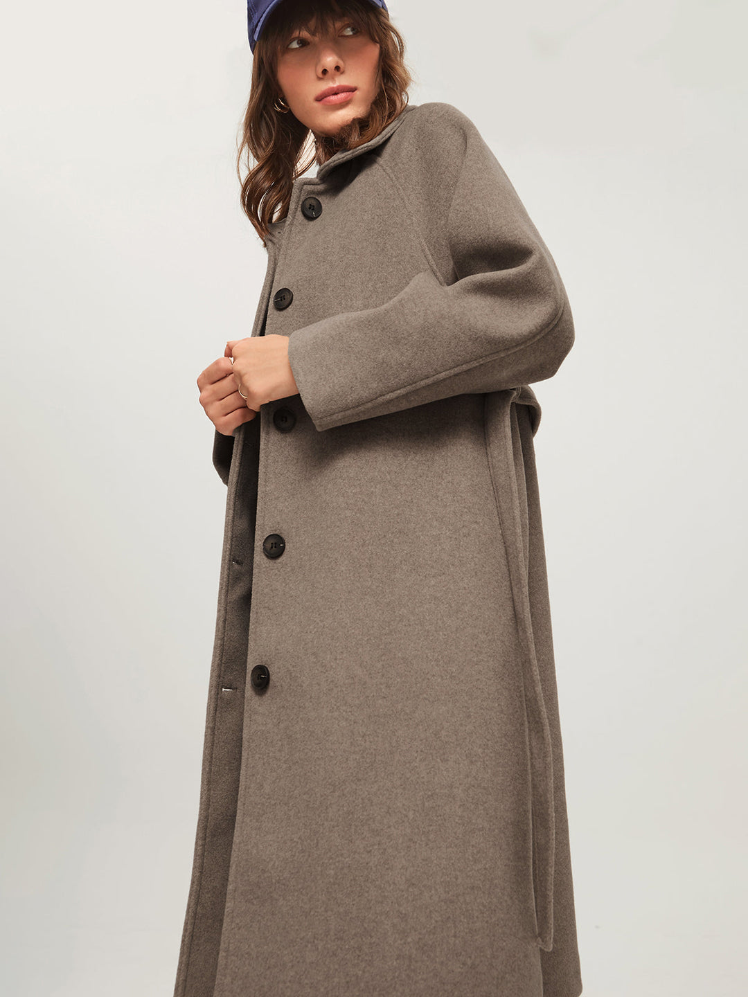Long Women's Winter Coat - Isolde-Khaki-XS-Nora Luxe
