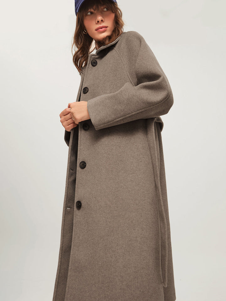 Long Women's Winter Coat - Isolde-Khaki-XS-Nora Luxe