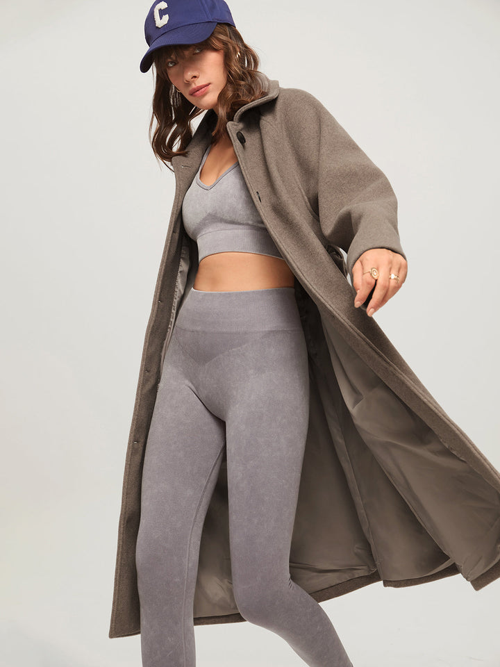 Long Women's Winter Coat - Isolde-Khaki-XS-Nora Luxe