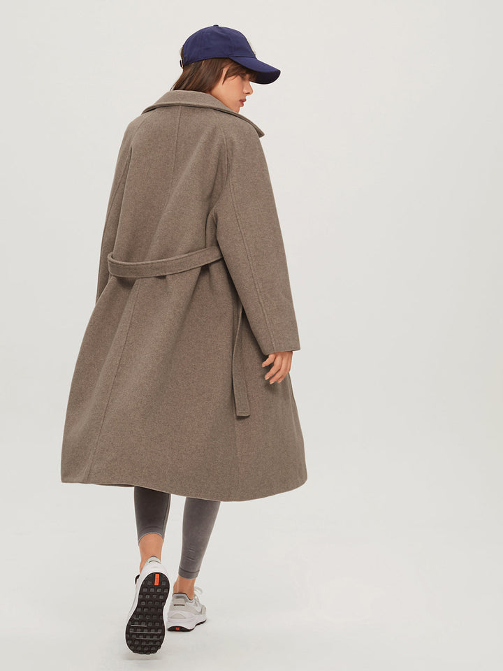 Long Women's Winter Coat - Isolde-Khaki-XS-Nora Luxe