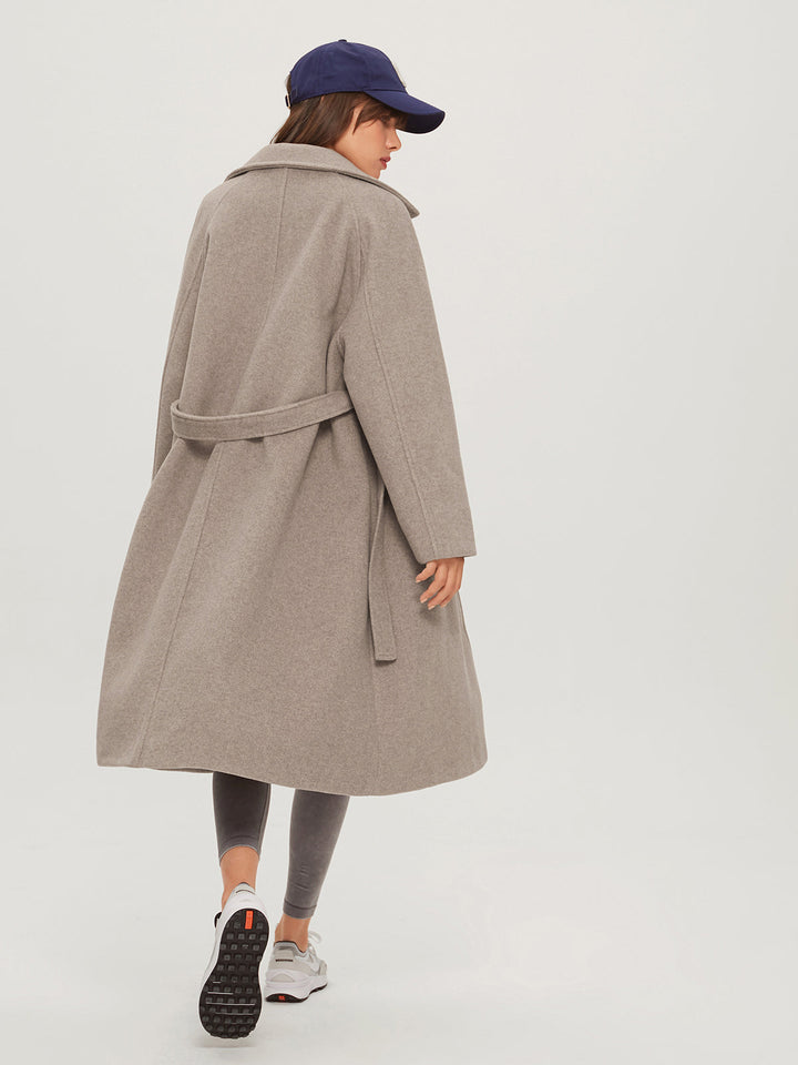 Long Women's Winter Coat - Isolde-Khaki-XS-Nora Luxe