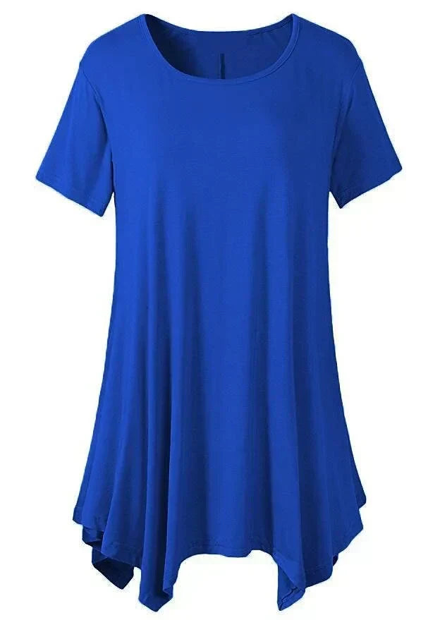 Loose Fit Ladies T-shirt with Short Sleeves – Taryn-Blue-S-State of Style
