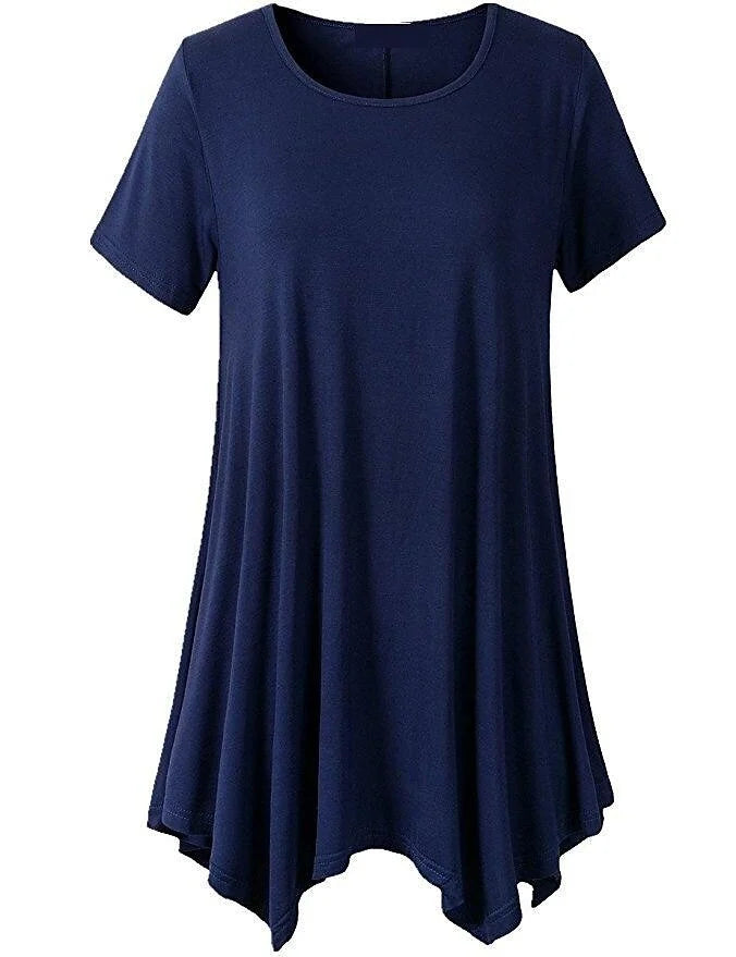 Loose Fit Ladies T-shirt with Short Sleeves – Taryn-Dark blue-S-State of Style