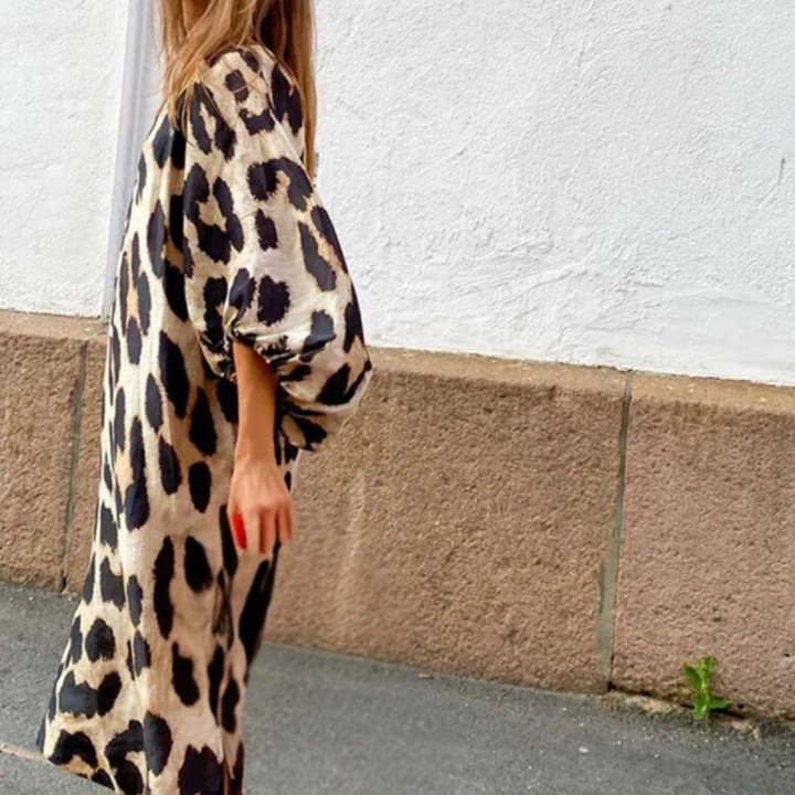 Loose-fit Panther Print Dress - Selena-2XS-Nora Luxe