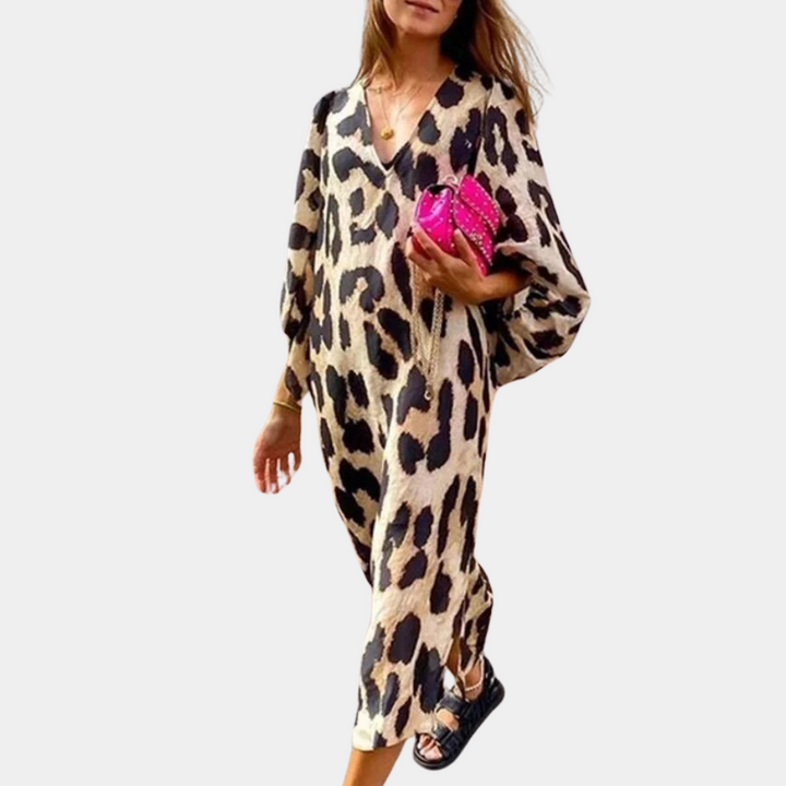 Loose-fit Panther Print Dress - Selena-2XS-Nora Luxe