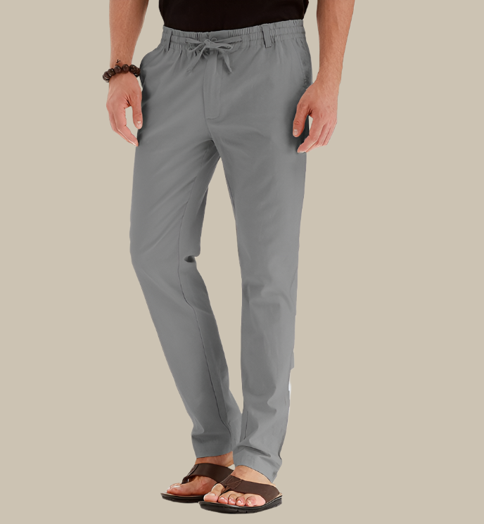 Loose Fit Summer Trousers | Casual Loose Pants for Men with Elastic Waistband-Gray-S-Nora Luxe