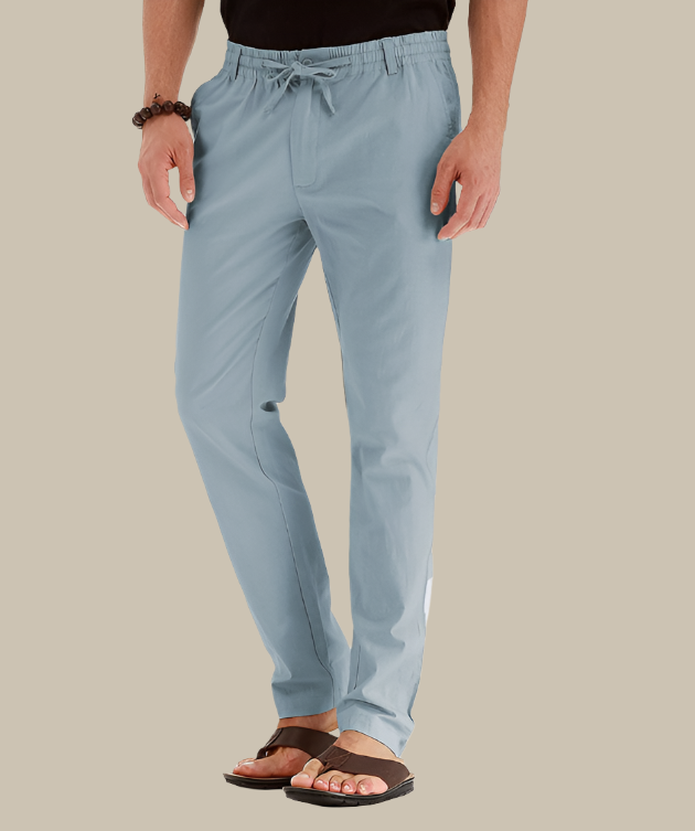 Loose Fit Summer Trousers | Casual Loose Pants for Men with Elastic Waistband-Heavenly blue-S-Nora Luxe