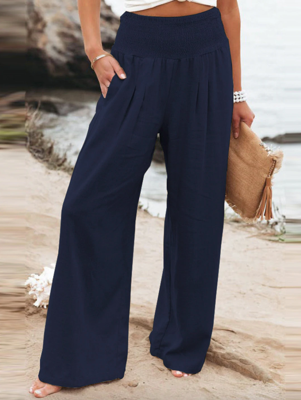Loose Fit Trousers - BreezeEase-Dark blue-32-34-Nora Luxe