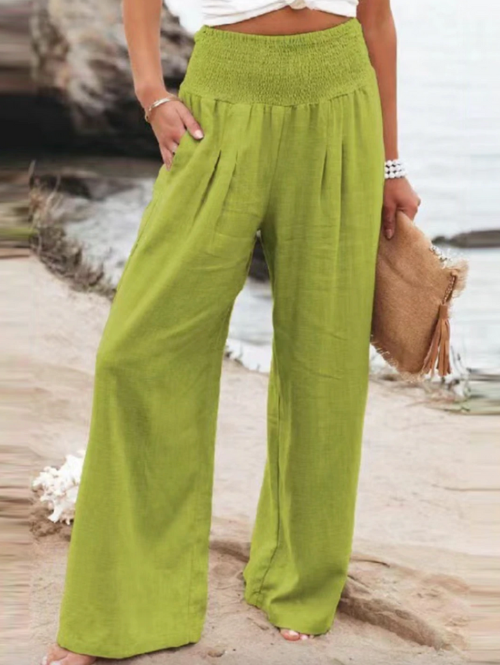 Loose Fit Trousers - BreezeEase-Green-32-34-Nora Luxe