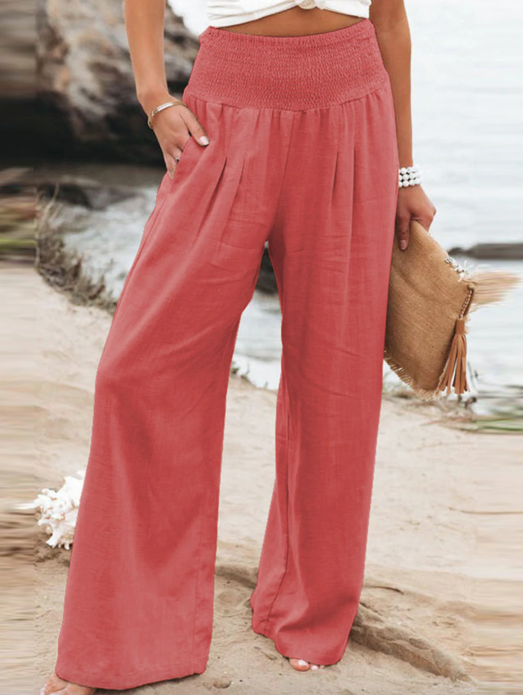 Loose Fit Trousers - BreezeEase-Orange-32-34-Nora Luxe