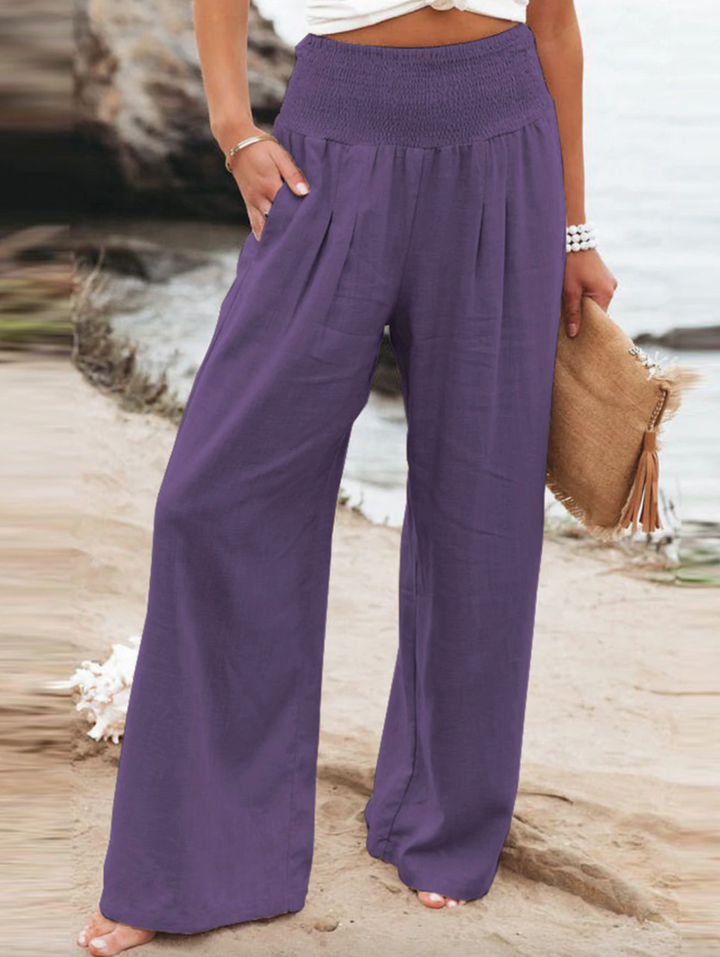 Loose Fit Trousers - BreezeEase-Purple-32-34-Nora Luxe