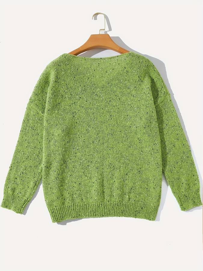 Loose-knit sweater made of multicoloured wool - Lilac-Green-XS-Nora Luxe