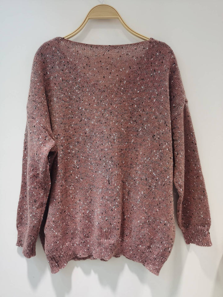 Loose-knit sweater made of multicoloured wool - Lilac-Green-XS-Nora Luxe