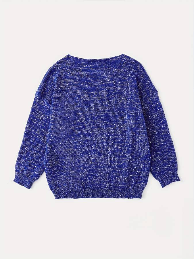 Loose-knit sweater made of multicoloured wool - Lilac-Green-XS-Nora Luxe