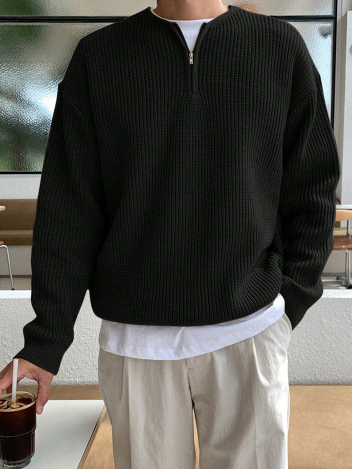 Loose Striped Knitted Sweater for Men - Ronan-Black-XS-Nora Luxe