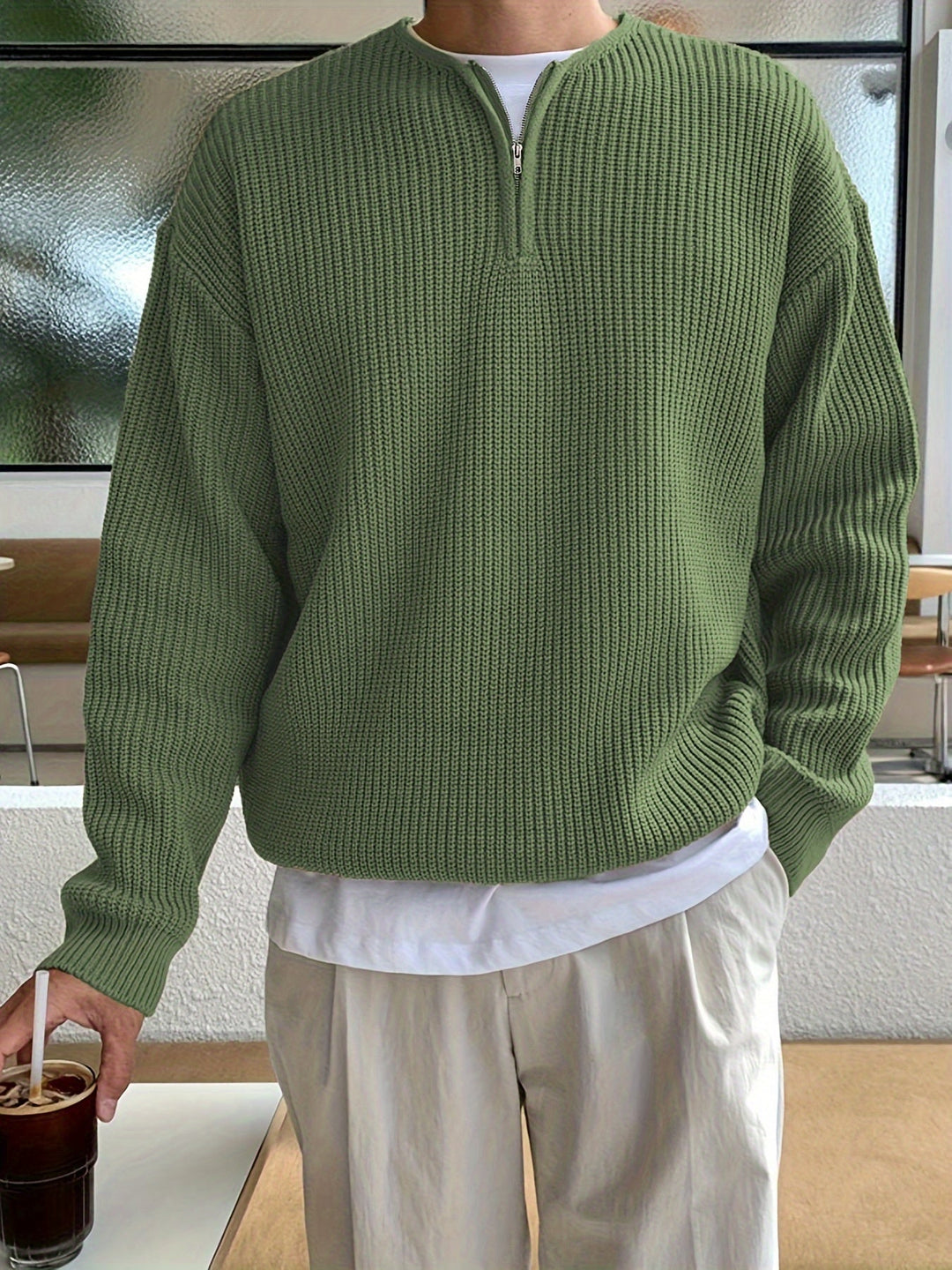 Loose Striped Knitted Sweater for Men - Ronan-Green-XS-Nora Luxe