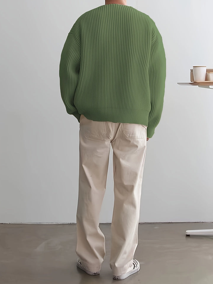 Loose Striped Knitted Sweater for Men - Ronan-Green-XS-Nora Luxe
