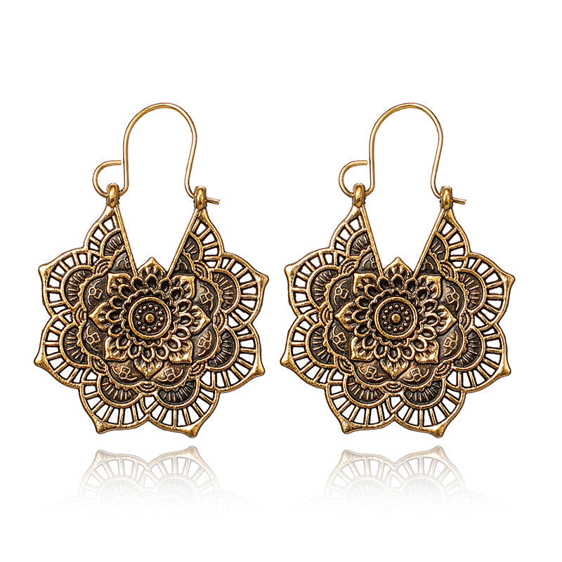 Lotus Mandala Earrings - Levana-Gold-Nora Luxe