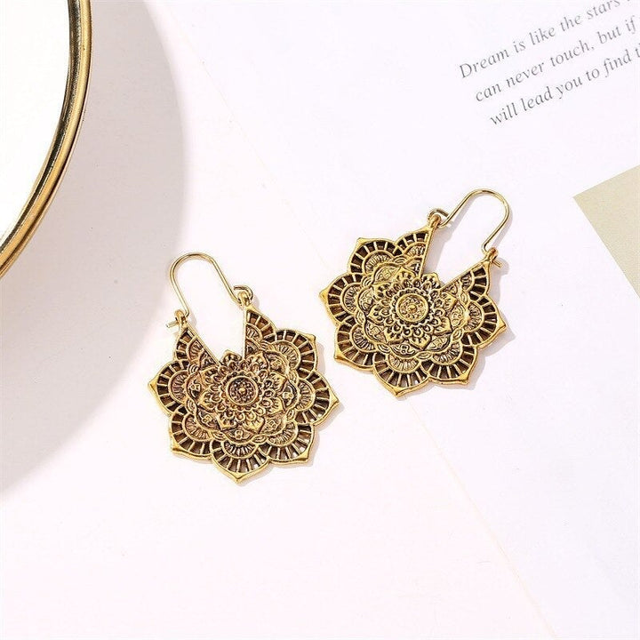 Lotus Mandala Earrings - Levana-Gold-Nora Luxe