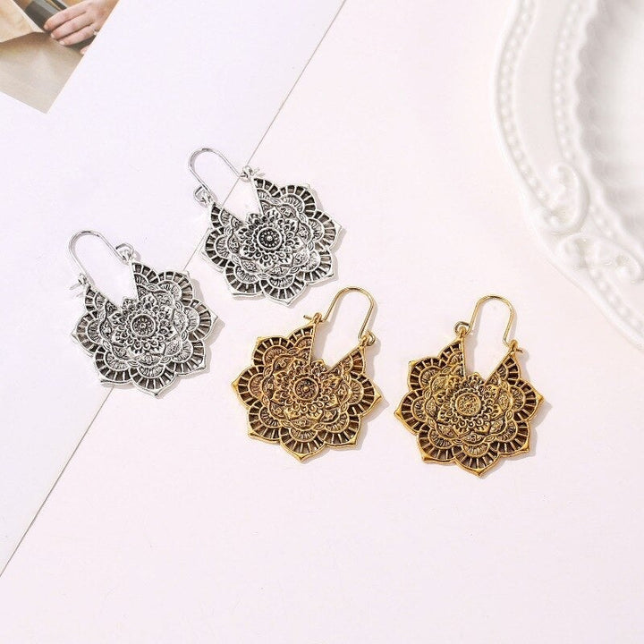 Lotus Mandala Earrings - Levana-Gold-Nora Luxe