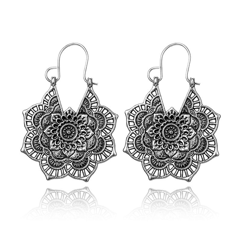 Lotus Mandala Earrings - Levana-Silver-Nora Luxe