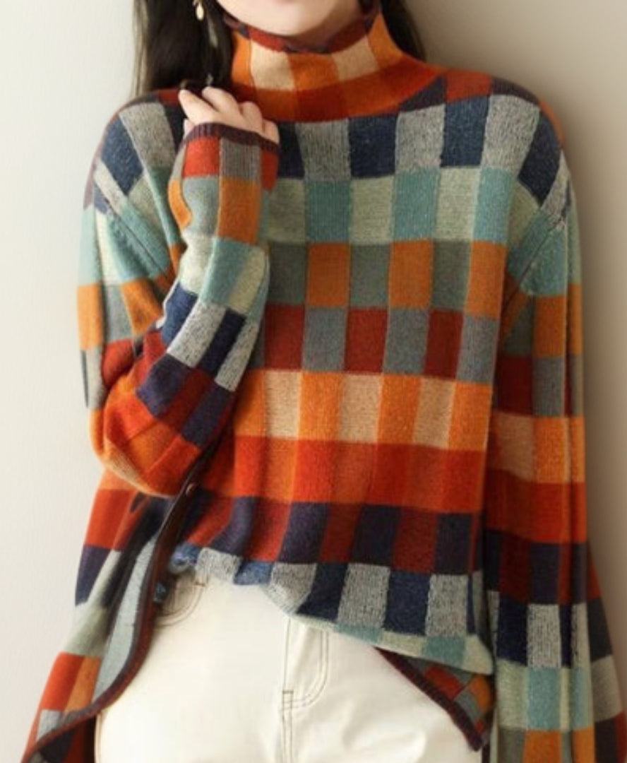 Luxurious Checked Women's Sweater - Eveline-S-Nora Luxe