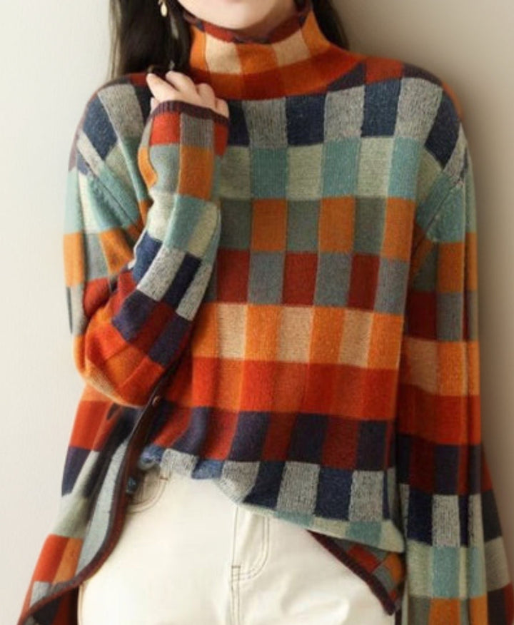 Luxurious Checked Women's Sweater - Eveline-S-Nora Luxe