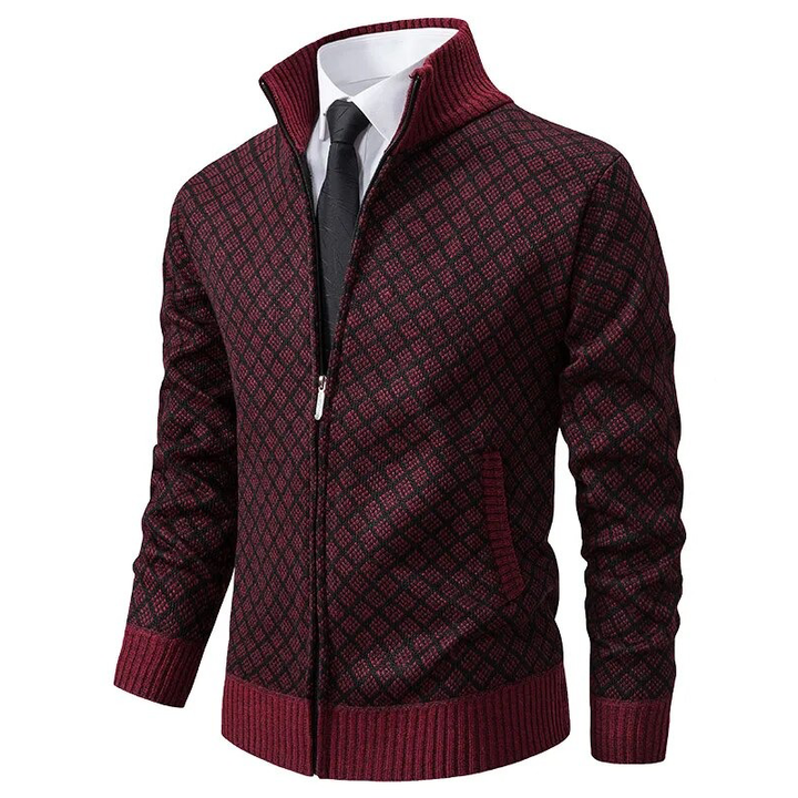 Luxurious Knitted Men's Sweater - Oliver-Bordeaux red-XS-Nora Luxe