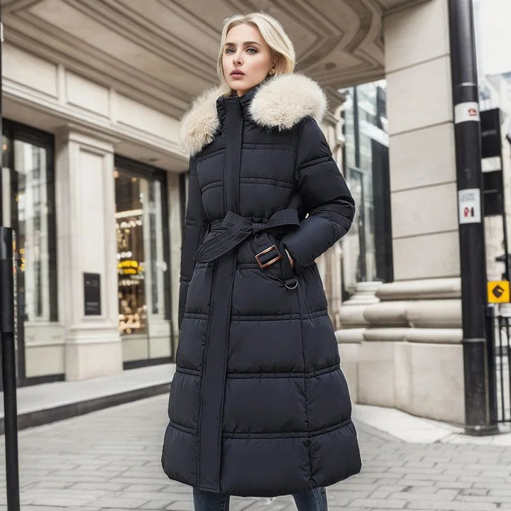Luxurious Long Parka Coat for Women - Victoria-Black-S-Nora Luxe