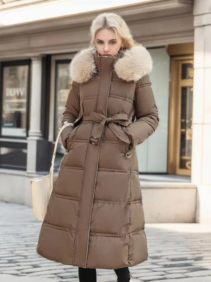 Luxurious Long Parka Coat for Women - Victoria-Khaki-S-Nora Luxe