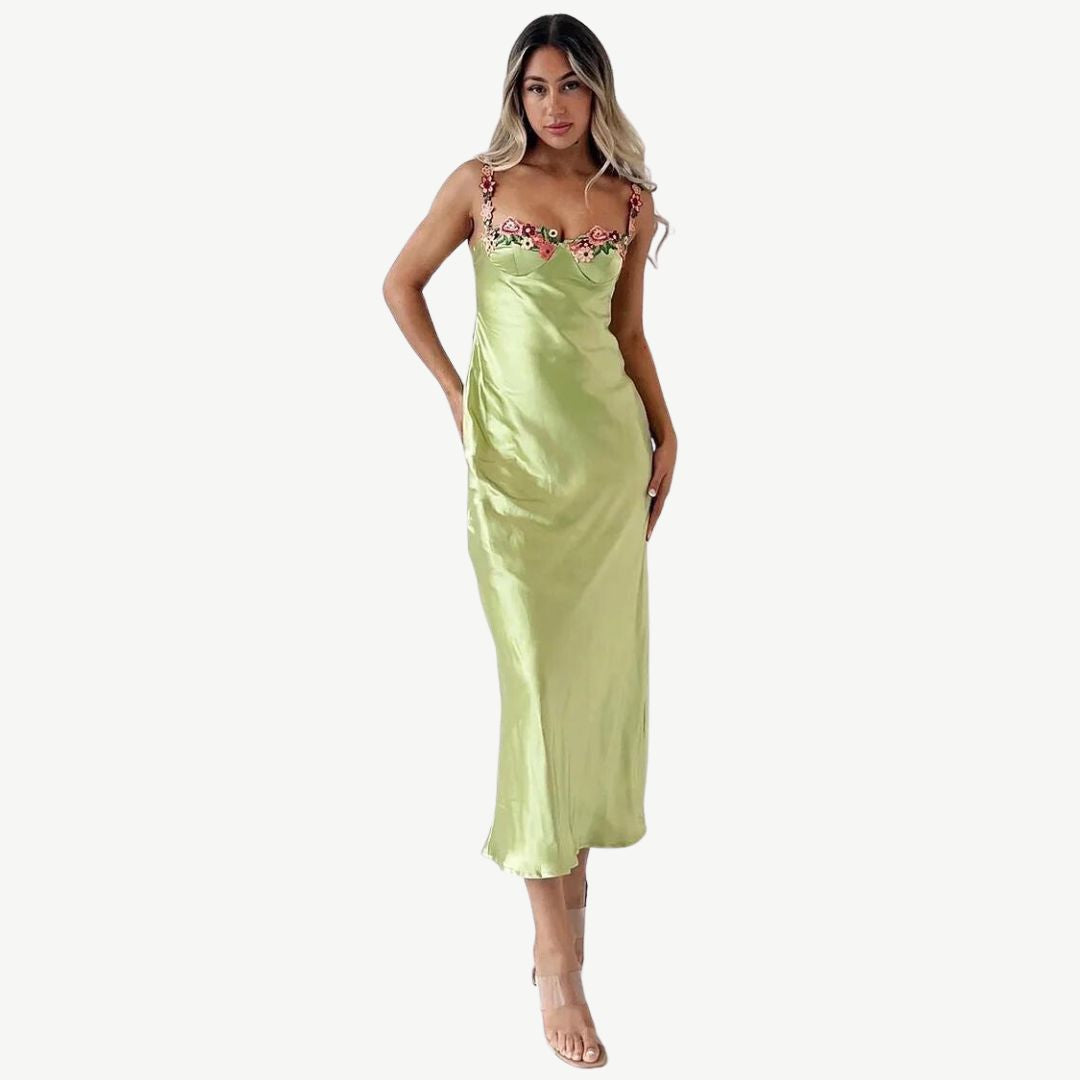 Luxurious Satin Slip Dress - Celeste-Green-S-Nora Luxe