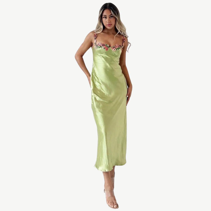 Luxurious Satin Slip Dress - Celeste-Green-S-Nora Luxe