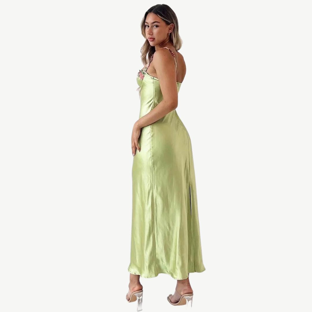 Luxurious Satin Slip Dress - Celeste-Green-S-Nora Luxe