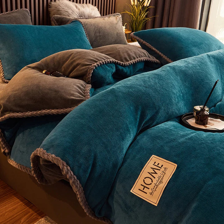 Luxurious Velvet Fleece Duvet Cover Set - PlushHaven-Blue-0.59 in Bed-Nora Luxe