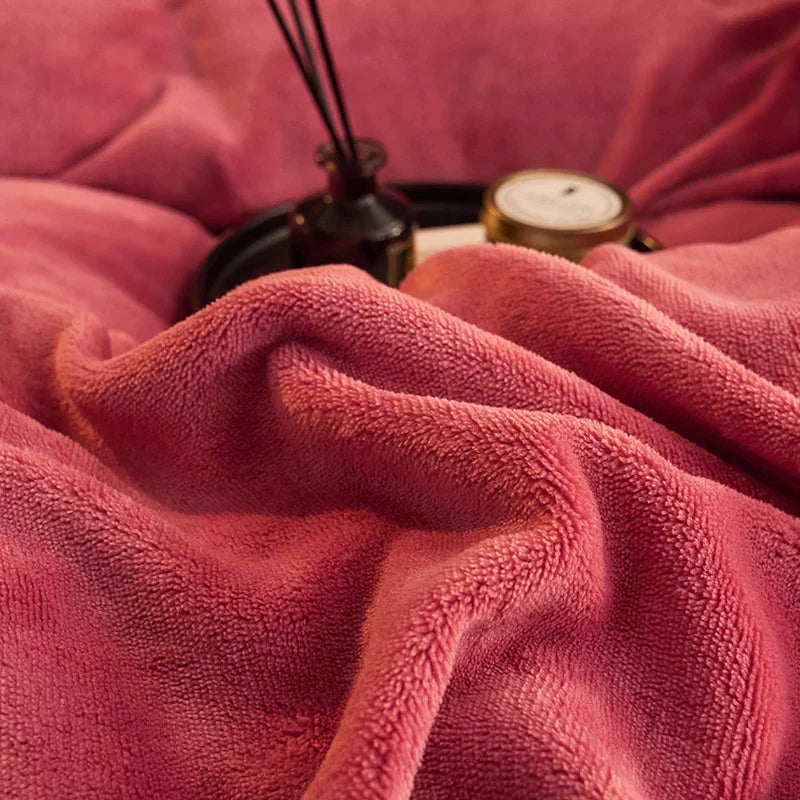 Luxurious Velvet Fleece Duvet Cover Set - PlushHaven-Dark Pink-0.59 in Bed-Nora Luxe