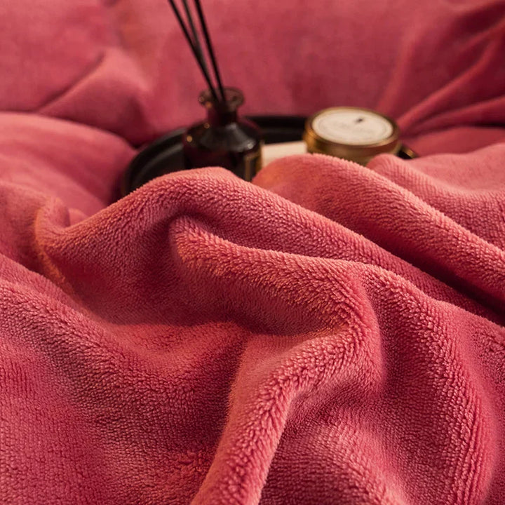Luxurious Velvet Fleece Duvet Cover Set - PlushHaven-Dark Pink-0.59 in Bed-Nora Luxe