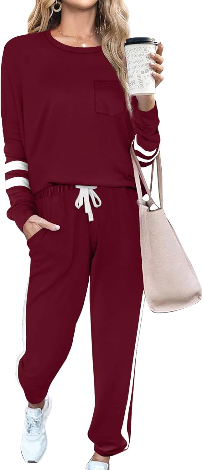 Luxury 2-Piece Jogging Outfit - Lisa-Bordeaux Red-S-Nora Luxe