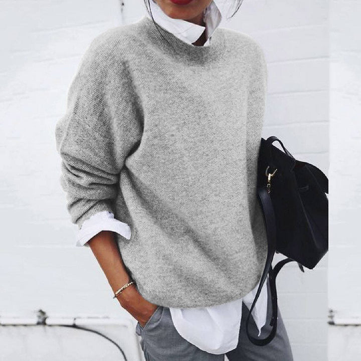 Luxury and Comfortable Cashmere Sweater - Velaria-Gray-S-Nora Luxe