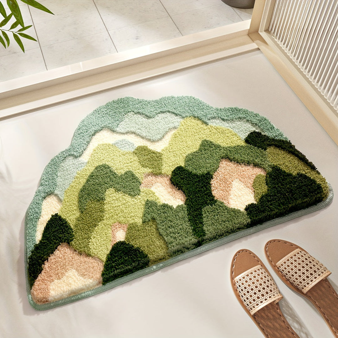 Luxury Bath Mat with Floral Pattern, Extra Soft and Absorbent - Florina-17.72 × 27.56 in-Happy Flower Forest-Nora Luxe