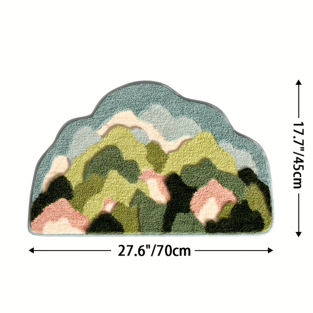 Luxury Bath Mat with Floral Pattern, Extra Soft and Absorbent - Florina-17.72 × 27.56 in-Happy Flower Forest-Nora Luxe