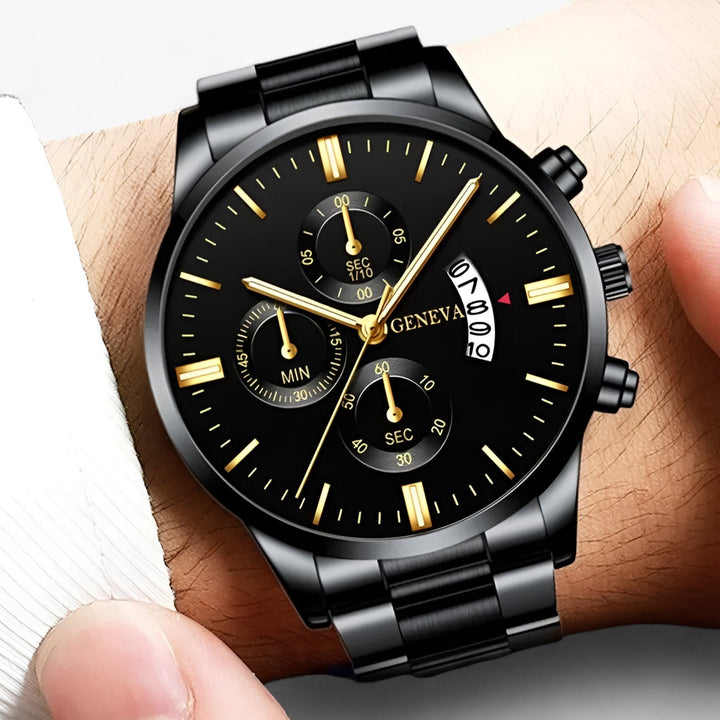 Luxury Black Quartz Men's Watch - Caspian-Nora Luxe