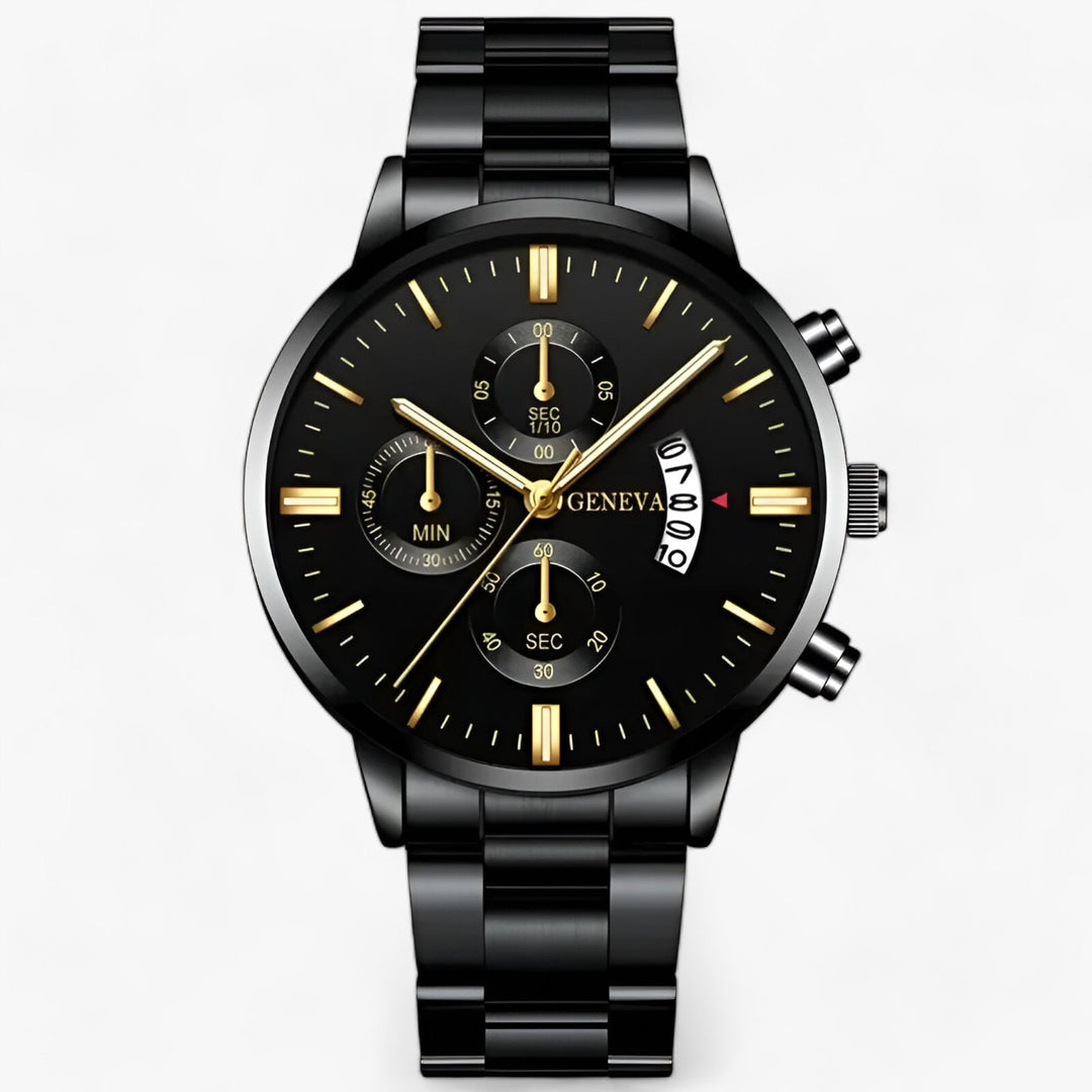 Luxury Black Quartz Men's Watch - Caspian-Nora Luxe