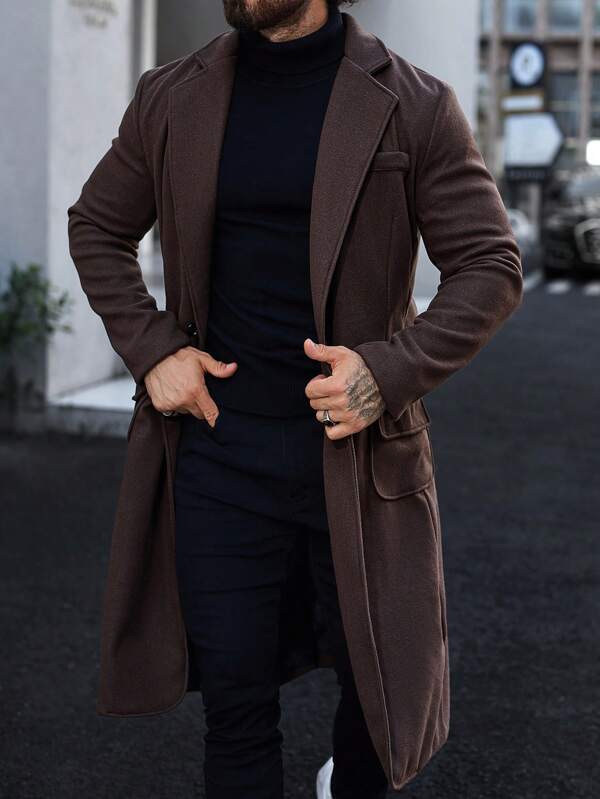 Luxury Brown Long Coat for Men - Alden-S-Nora Luxe