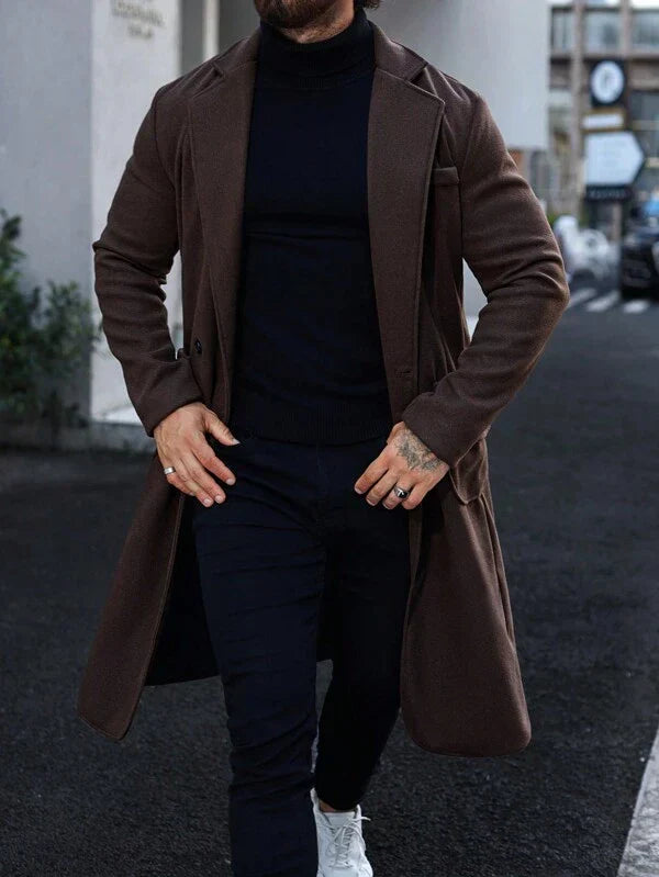 Luxury Brown Long Coat for Men - Alden-S-Nora Luxe