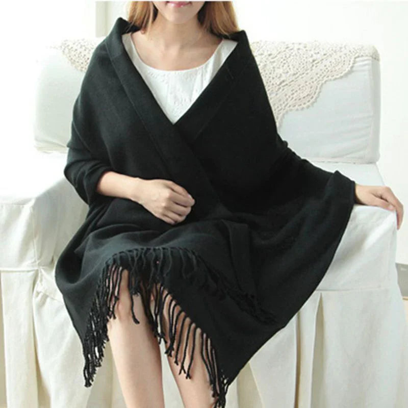 Luxury Cashmere Ladies Scarf - Marlowe-Black-Nora Luxe