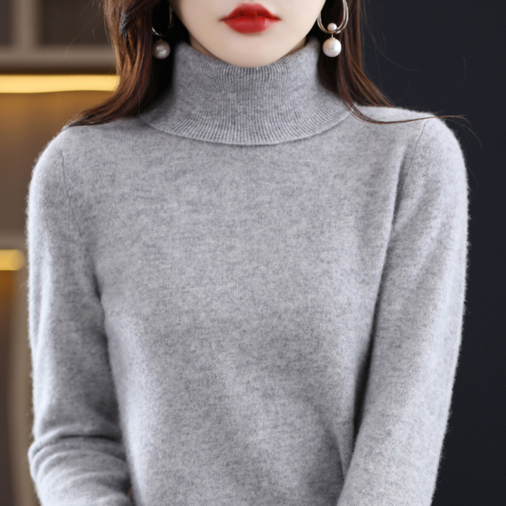 Luxury Cashmere Ladies Turtleneck - Elena-Gray-S-Nora Luxe