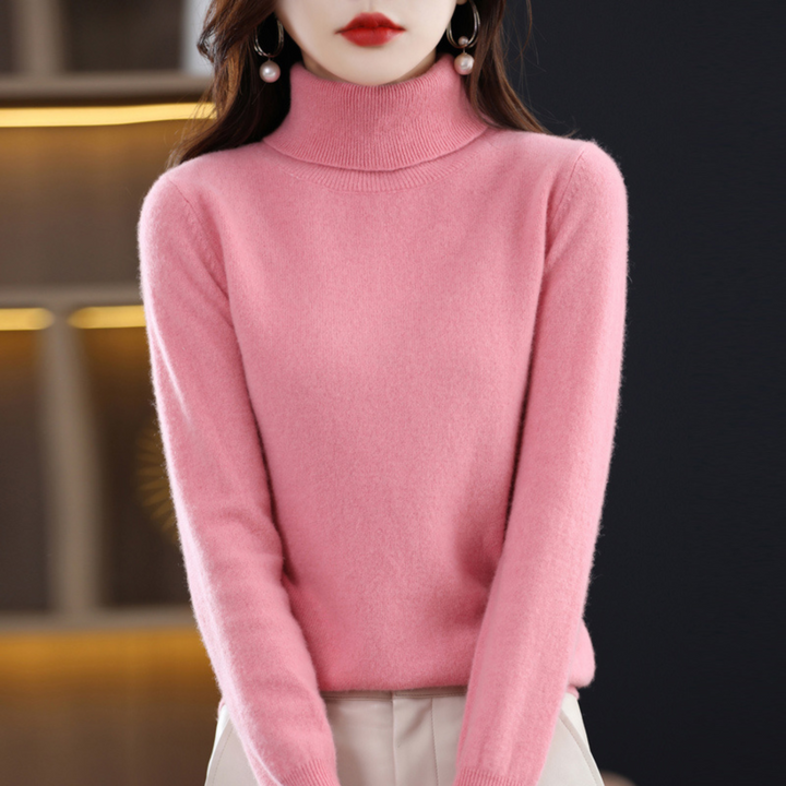 Luxury Cashmere Ladies Turtleneck - Elena-Pink-S-Nora Luxe