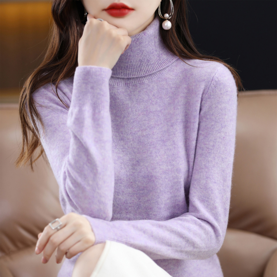 Luxury Cashmere Ladies Turtleneck - Elena-Purple 2-S-Nora Luxe