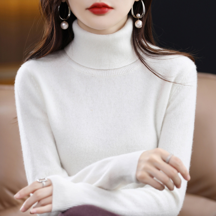 Luxury Cashmere Ladies Turtleneck - Elena-White-S-Nora Luxe
